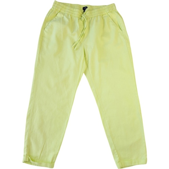 J.Crew factory bright neon yellow linen cotton blend pants size 8 - Picture 1 of 12